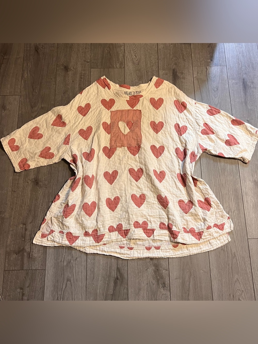 Magnolia Pearl Heart Print Oversized Top